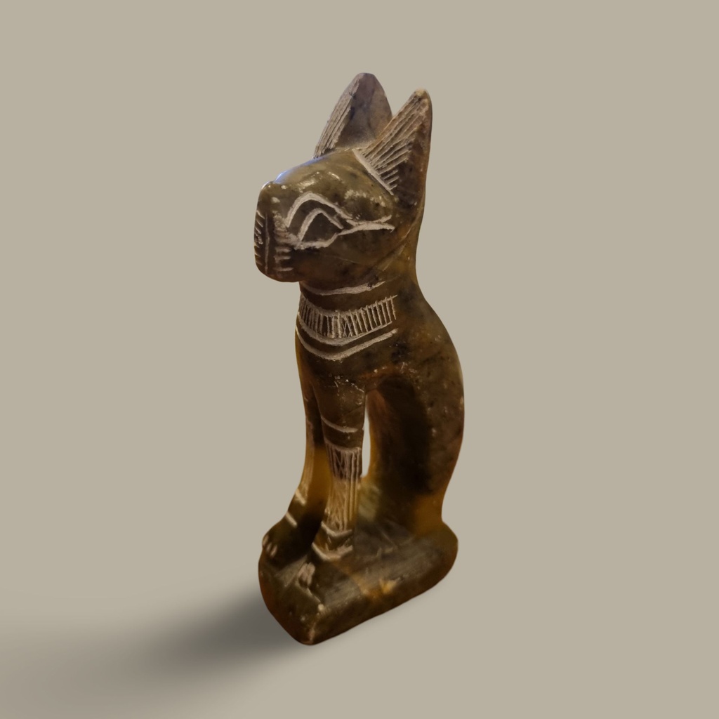 [AC-02093] Hand-Carved Soapstone Egyptian Cat Goddess Bastet Figurine