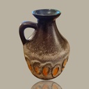 [AC-02211] Strehla Ceramic Vase with Handle – Brown, Cream & Orange Glaze – GDR