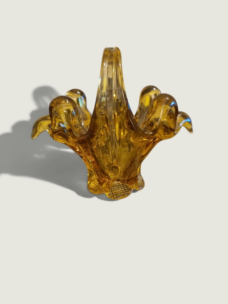 [21AR31] Vintage Decorative Glass Basket Centerpiece