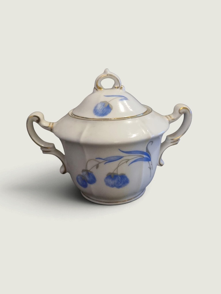[20KI22] VICTORIA Czechoslovakia Porcelain Sugar Bowl with Lid