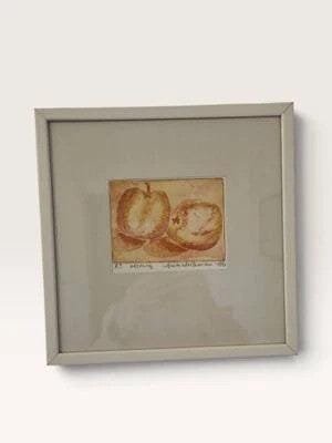 [22DE97] Original Swedish Etching by Anita Wickman 1986 - "Apples" Artist Proof (P.T.)