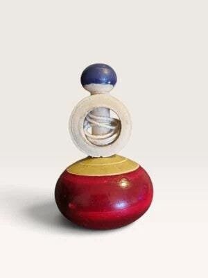 [25TO06] Vintage Wooden Spinning Top with String - Scandinavian Retro Toy