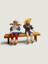 [22DE96] Charlotte Weibull Traditional Folk Dolls Sitting On A Bench