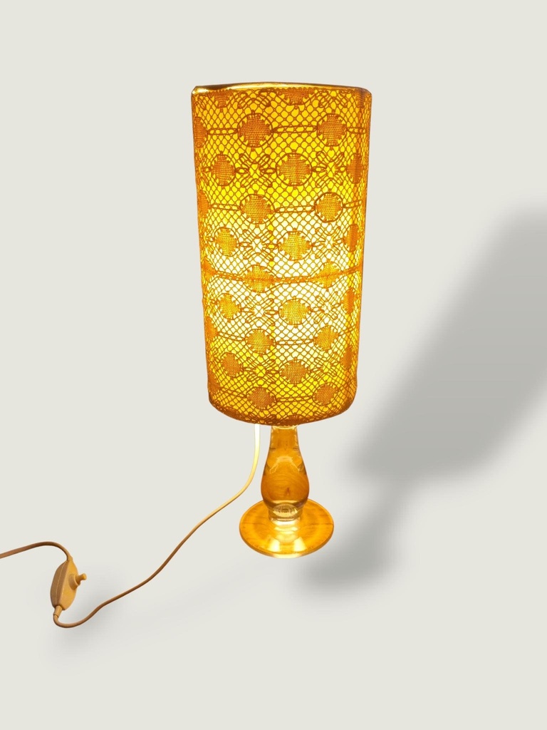 [24LI09] Antique Curations Vintage Glass Table Lamp with Decorative Shade
