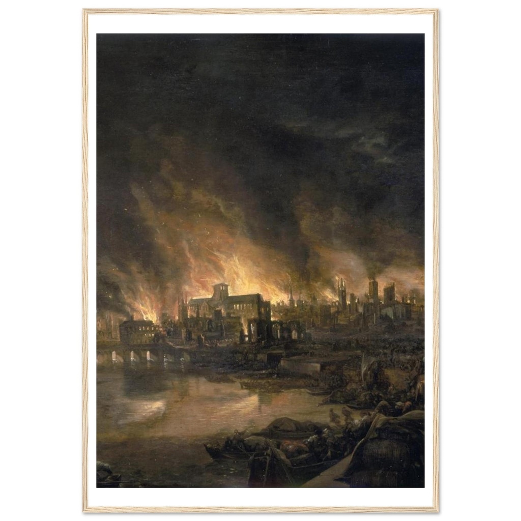 [2a96eb6b-04bf-42ba-b779-ab466536] The Great Fire of London (1666) - Antique Fine Art Framed Poster