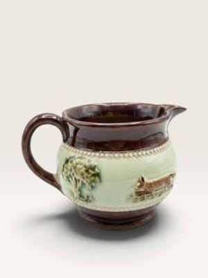 [25334AC] Antique Bourne Denby Stoneware Pitcher - English Hunting Scene Fox Jug