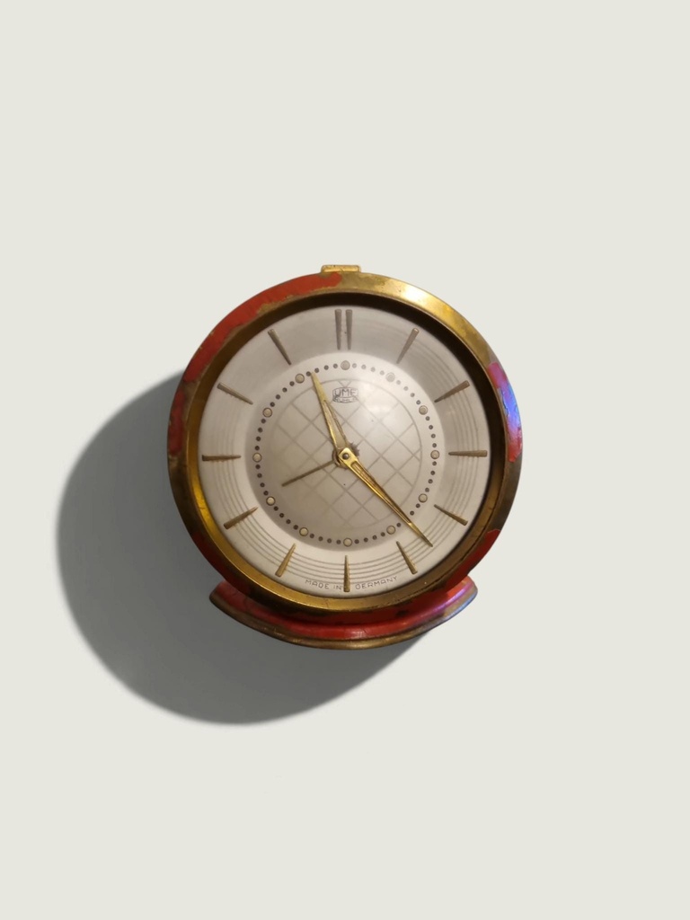 [37444AC] Vintage Umf Ruhla Mechanical Alarm Clock – Red Case