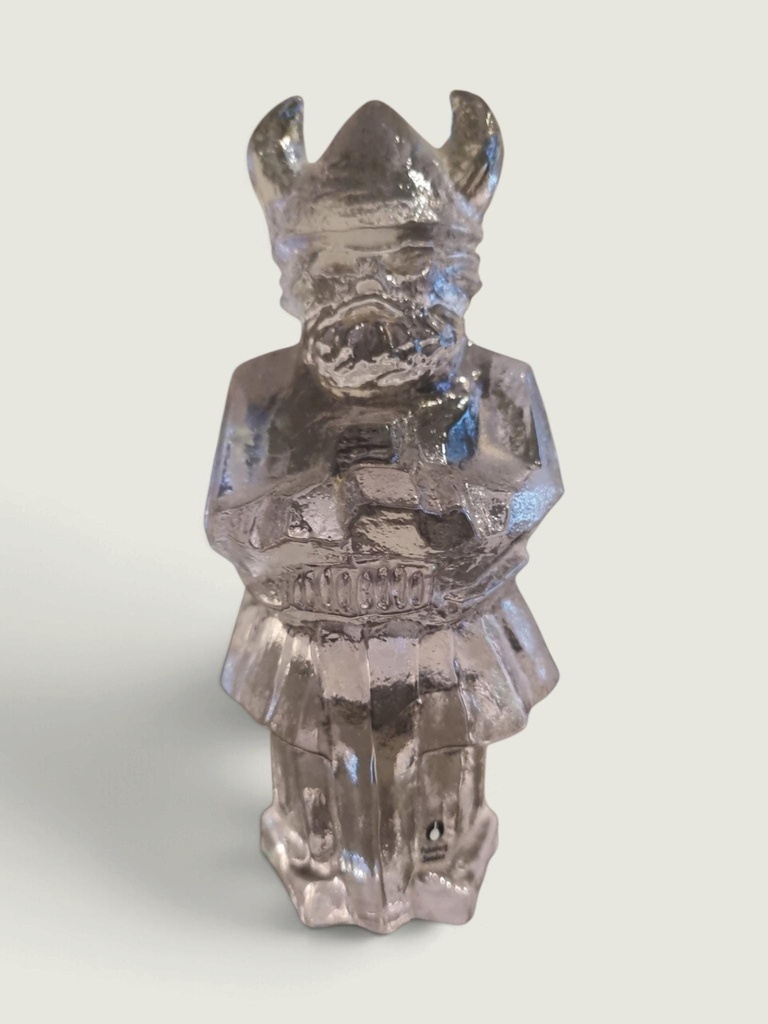 [42655AC] Vintage Pukeberg Glass Viking Figurine by Uno Westerberg – Swedish Art Glass, 15 cm