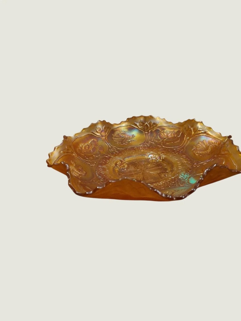 [61499AC] Vintage Carnival Glass Bowl – Marigold Iridescent Finish