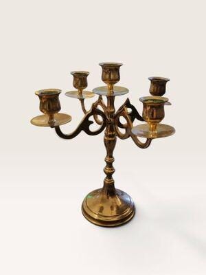 [12611AC] Vintage Scandia Malm 5-Arm Brass Candelabra - Swedish Design