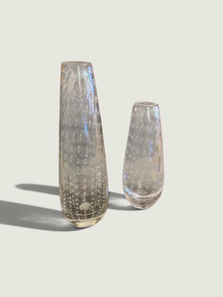 [83912AC] Pair of Johansfors Controlled Bubble Glass Vases – 20 cm & 15 cm