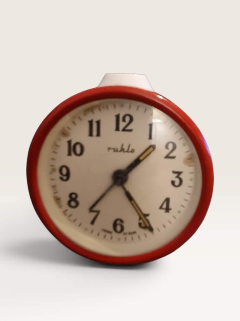 [58921AC] Vintage Ruhla Mechanical Alarm Clock – Red Case