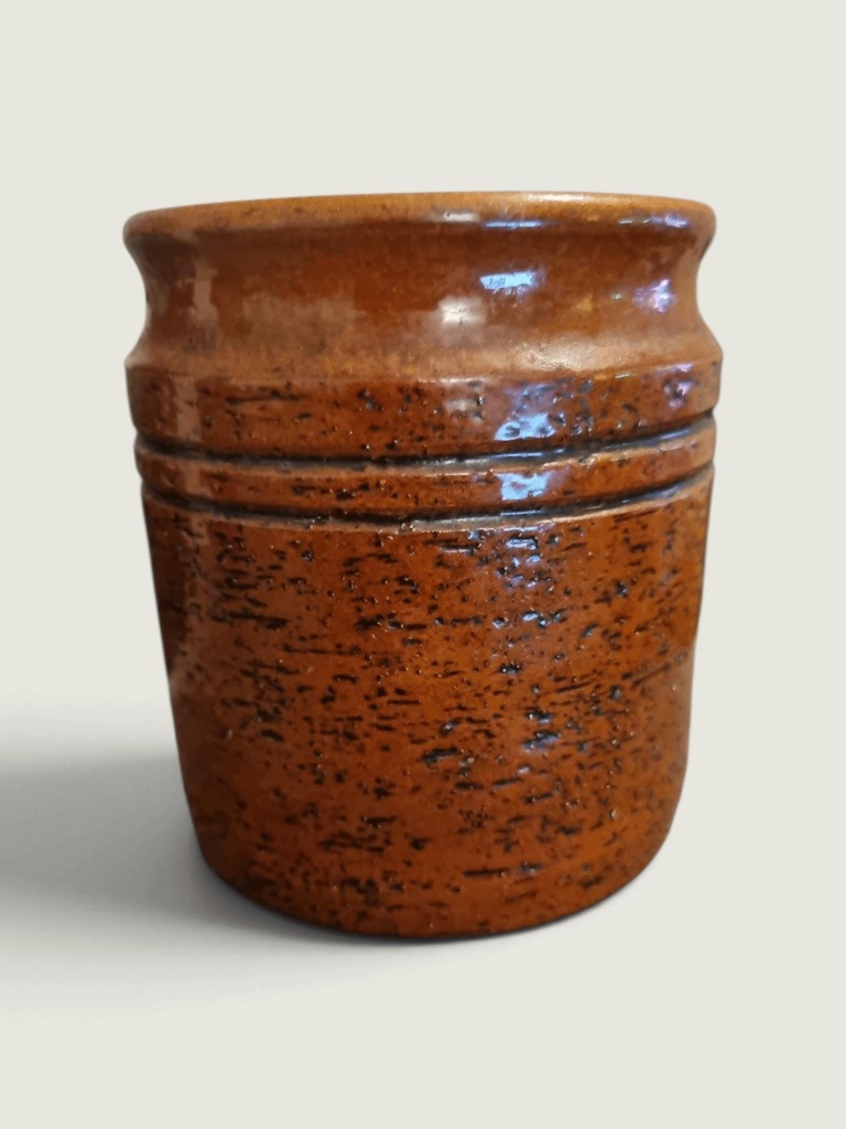 [63931AC] Vintage Steninge Ceramics Brown Pottery Jar – Swedish Rustic Decor (H 12.5cm)