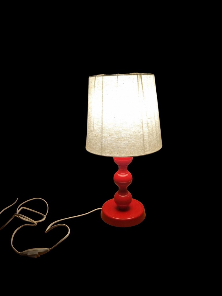 [37578AC] Ikea Table Lamp – Red Base & Fabric Shade