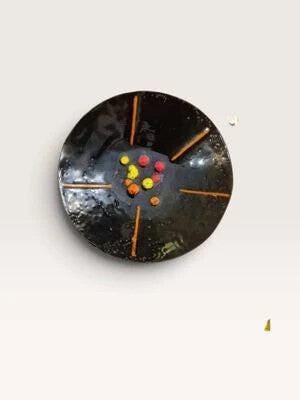 [76694AC] Mid-Century Enamel on Copper Dish – Abstract Design