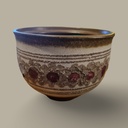 Vintage Strehla 708 Ceramic Planter – East German Pottery in Brown, Cream and Burgundy