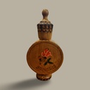 Vintage Bulgarian Wooden Perfume Bottle Holder – Painted Rose and Folk Art Decoration, 9 cm