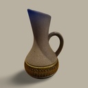 Vintage West German Ceramic Jug Vase – Textured Grey, Olive and Blue, 18 cm