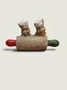 [AC-00943] Vintage Mouse Chefs Rolling Pin Figurine – Cute Kitchen Decor Baker Mice Statue