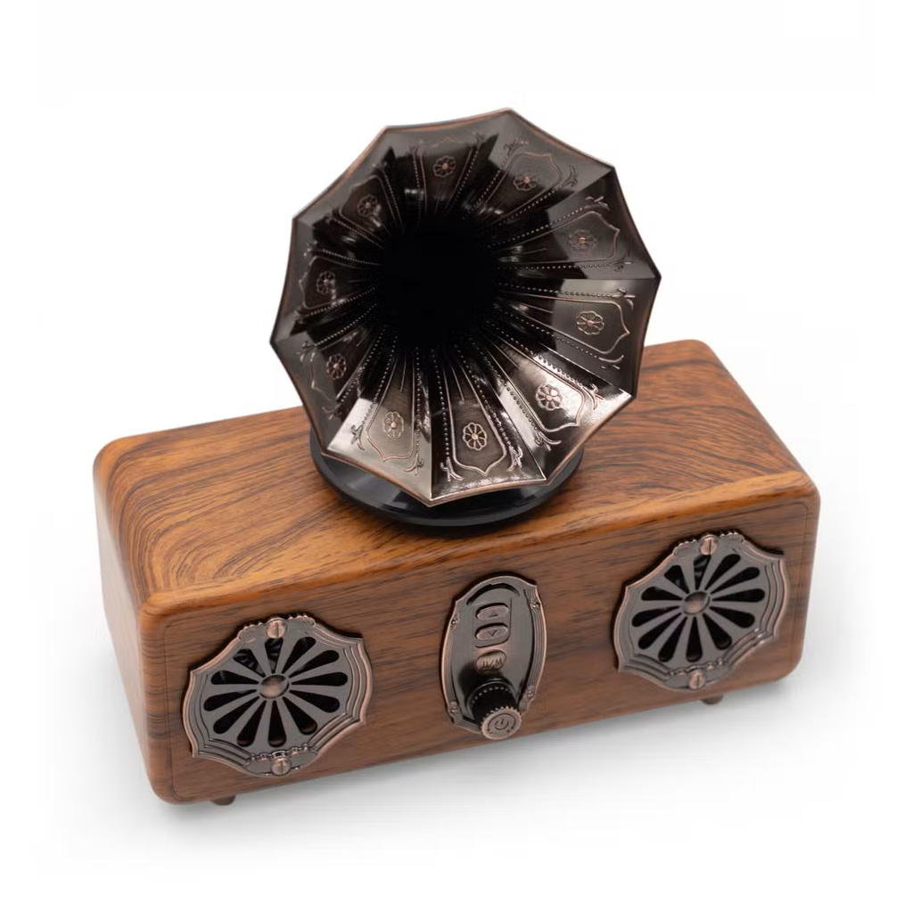 [AC-01092] 1x Retro Mini Double Gramophone Speaker - Bluetooth - 5.4 watt x 2